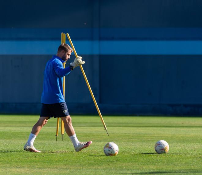 Dani Lima, en un entrenamiento del Málaga.