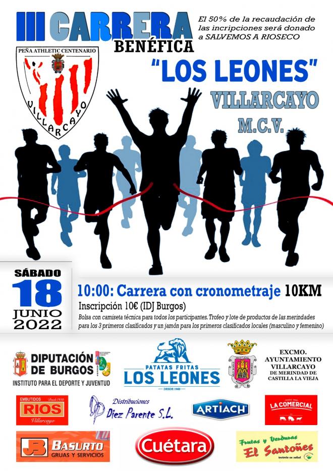 Cartel de la 3ª Carrera Solidaria de la Peña Athletic Centenario de Villarcayo.