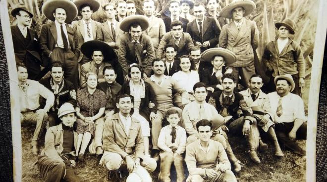 Foto de la gira del Athletic Club por México en el año 1935. Allí estaba Gregorio Blasco con los Leones y sus sombreros.