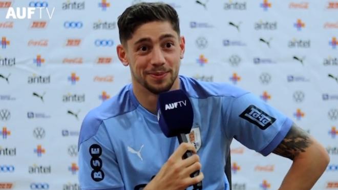 Fede Valverde en la concentración con Uruguay.