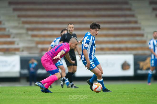 Mario Nájera, en la fase de ascenso contra el Ourense CF (Foto: RCD)