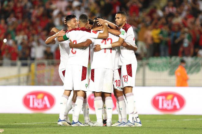 En-Nesyri celebra un gol en el Liberia-Marruecos (Foto: Cordon Press).