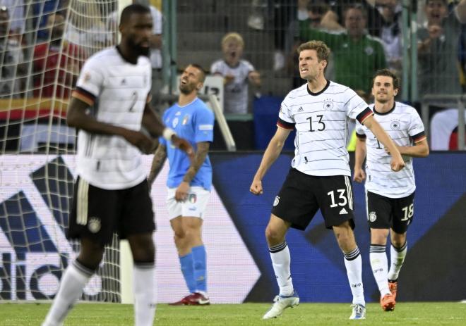 Müller celebra un gol en el Alemania-Italia (Foto: EFE).