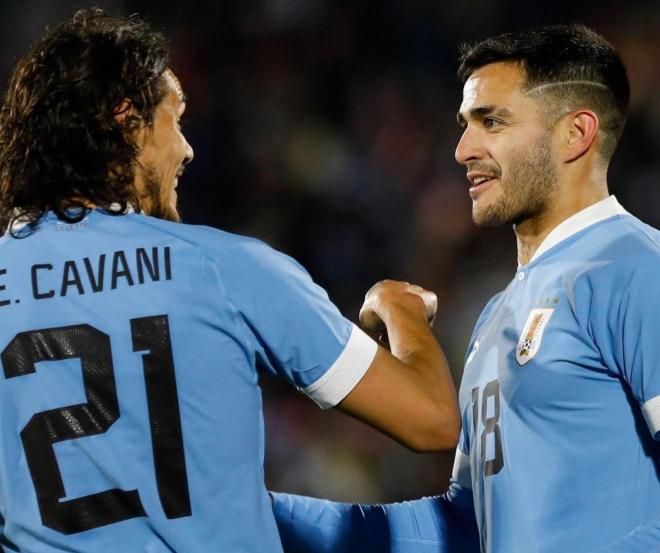 Cavani y Maxi, con Uruguay (Foto: Instagram @maxi_gomez9).