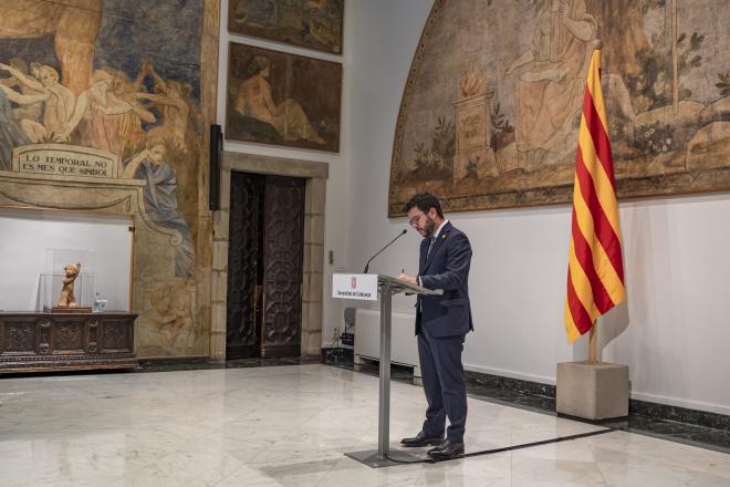Pere Aragonès, durante un acto en la Generalitat (Foto: Cordon Press).