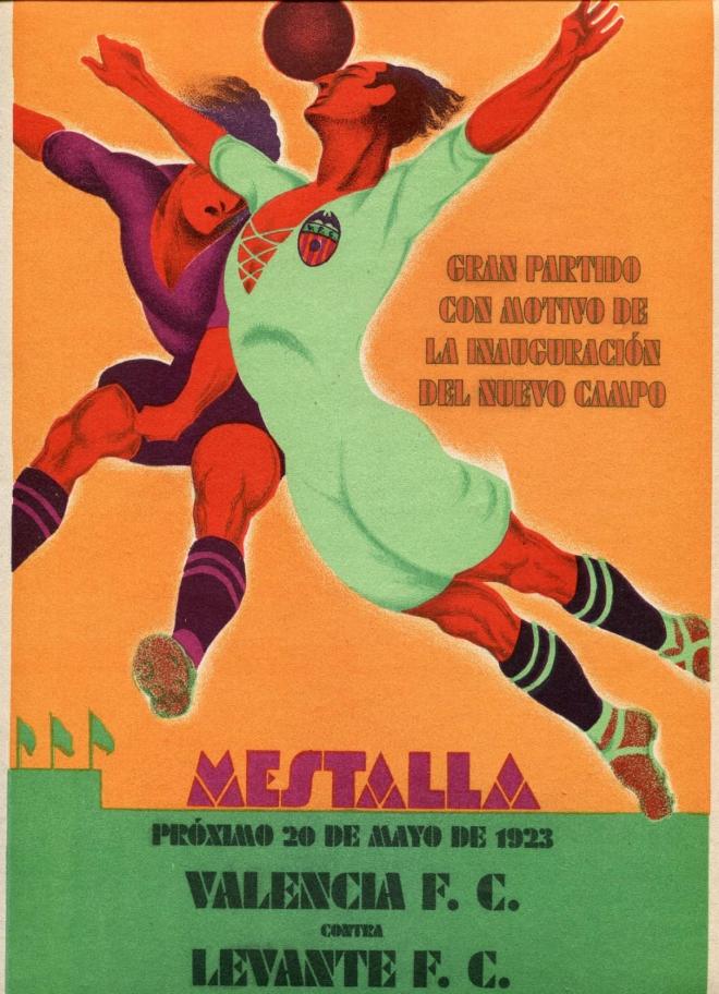 Cartel del primer partido de Mestalla