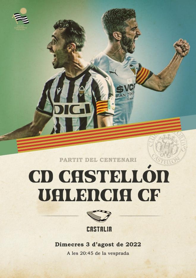 El cartel del CD Castellón - Valencia CF.
