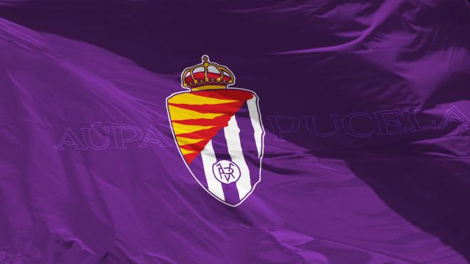 Bandera con el nuevo escudo del Real Valladolid. (Foto: Real Valladolid)