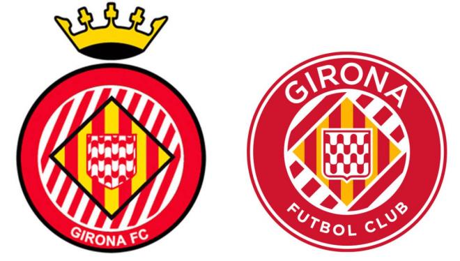 El viejo y el nuevo escudo del Girona.