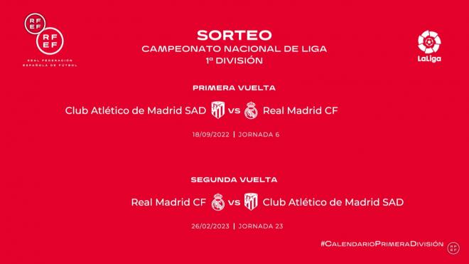 Fechas de los derbis madrileños de LaLiga Santander 22/23.