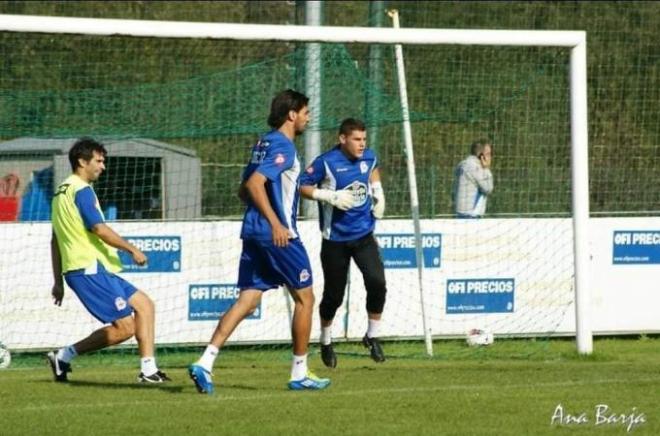 Edu Sousa entrenando con el primer equipo (Foto: Talavera / archivo personal)