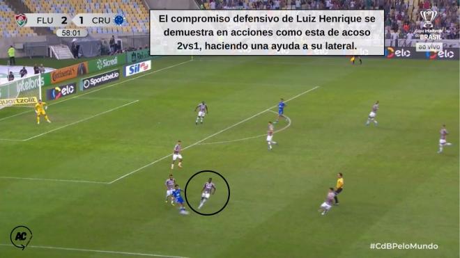 Acción defensiva de Luiz Henrique.