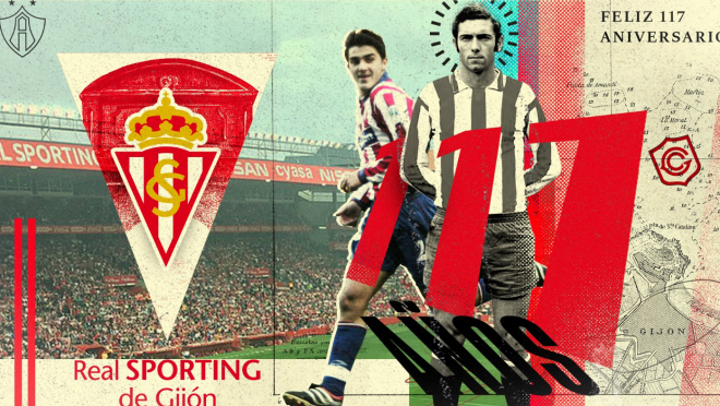 Felicitación al Sporting de Gijón por su aniversario. (Foto: Atlas)