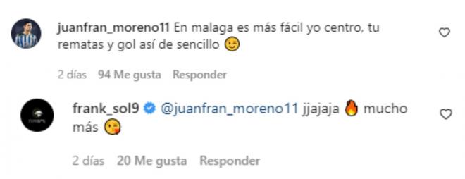Intercambio de comentarios de Juanfran y Fran Sol antes de jugar en el Málaga.