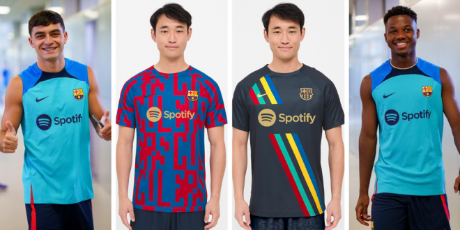 Las nuevas camisetas de calentamiento del FC Barcelona (Foto: FCB).