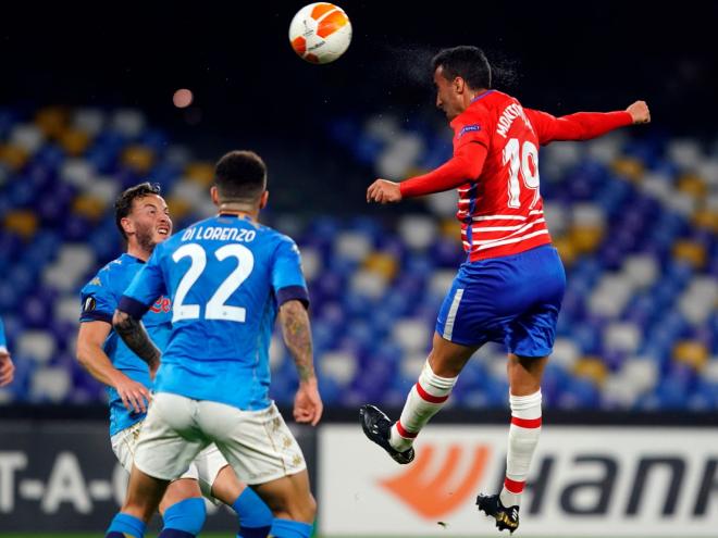 Imagen del gol de Montoro en el Estadio Diego Armando Maradona. (Foto: Granada CF)