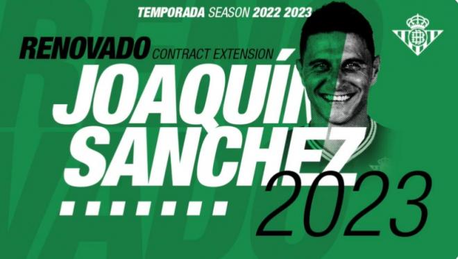 Joaquín Sánchez renueva con el Betis hasta 2023.