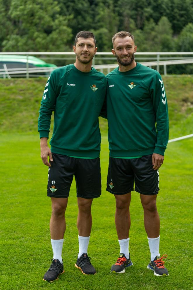 Guido y Pezzella, en su primer día de entrenamiento (Foto: RBB).
