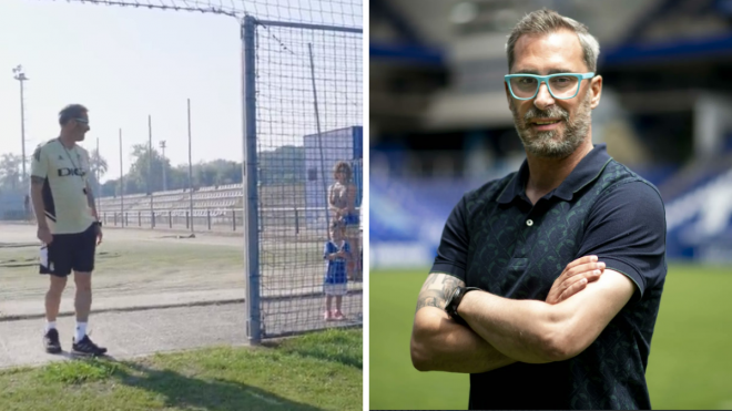 Bolo, en un entrenamiento con el Real Oviedo.