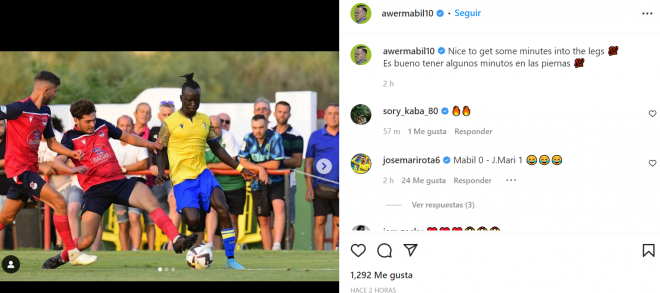 Comentarios entre Mabil y José Mari en Instagram.