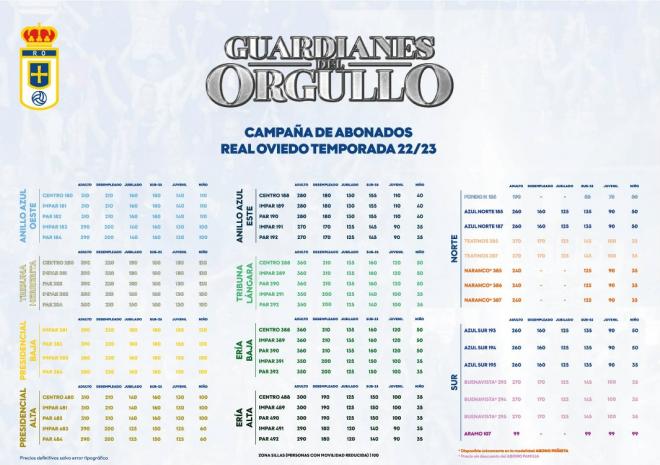 Los precios de los abonos del Real Oviedo para la 22/23.