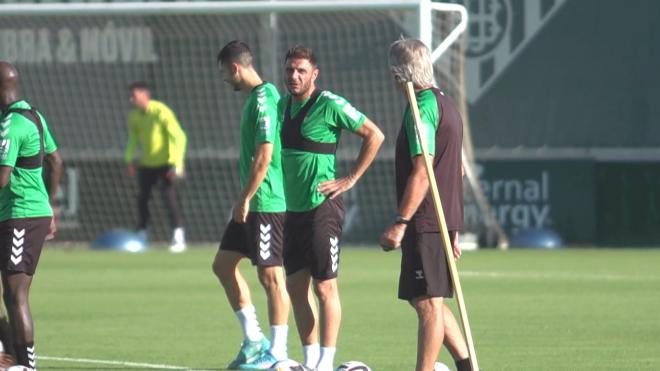 Pellegrini y Joaquín, en un entrenamiento del Betis.