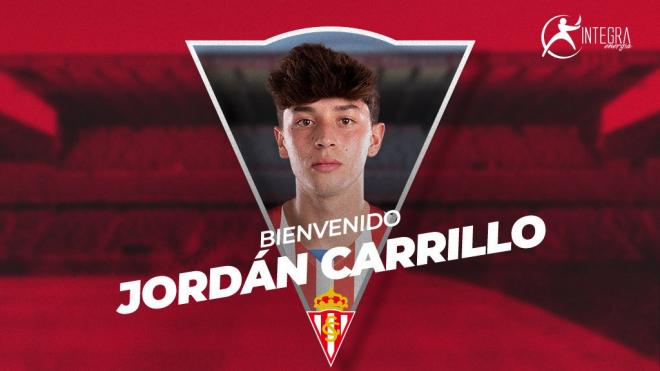 Anuncio del fichaje de Jordan Carrillo por el Sporting de Gijón