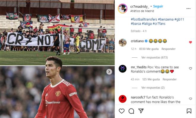 Cristiano Ronaldo se toma a risa las protestas de los aficionados del Atlético de Madrid.
