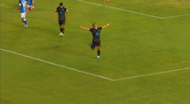 Haitam celebra su gol ante el Xerez Deportivo.