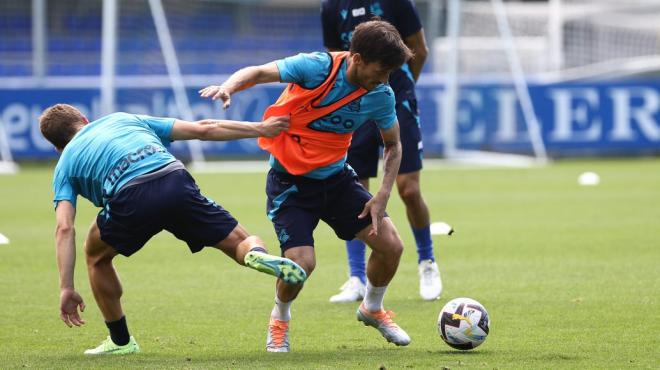 David Silva, en el entrenamiento de la Real (Foto: Real Sociedad).