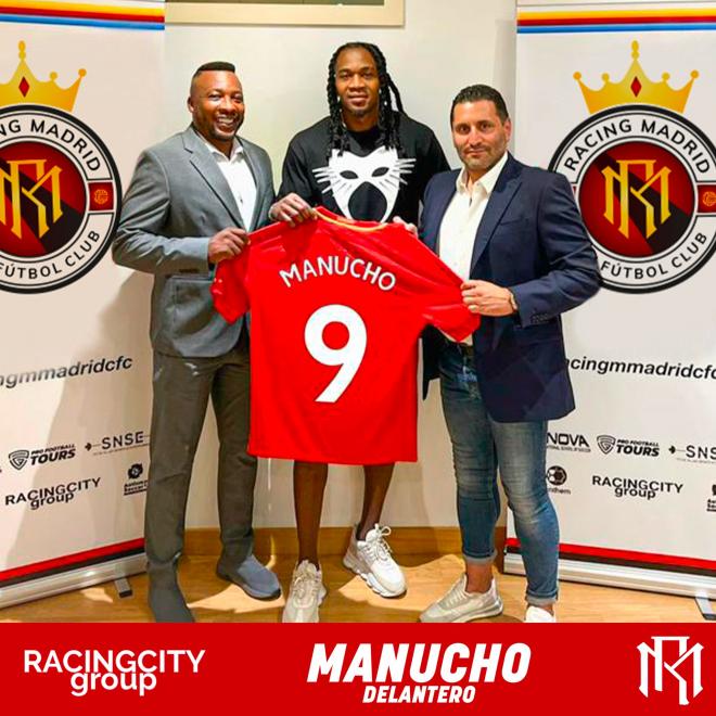 El exjugador del Rayo Vallecano Manucho vuelve a la capital de la mano del Racing Madrid. Fuente: Racing Madrid tw