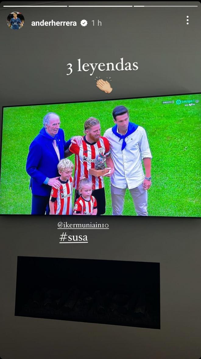 Post de Ander Herrera en Instagram tras el homenaje del Athletic a Muniain (Foto: @anderherrera - Instagram)