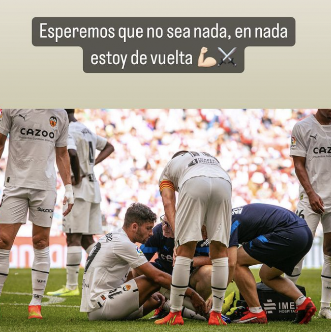 Hugo Duro lesionado en San Mamés, era optimista (Foto: Valencia CF)