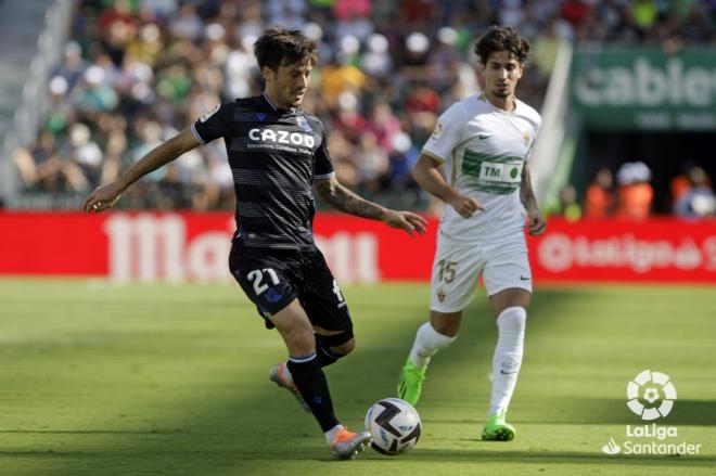 David Silva, durante el Elche-Real Sociedad en el Martínez Valero (Foto: LaLiga).