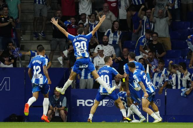 Joselu celebra su gol en el Espanyol-Real Madrid (Foto: LaLiga).