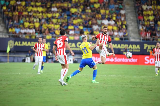 Yeray ante el Cádiz en el Nuevo Mirandilla. (Foto: Cristo García).