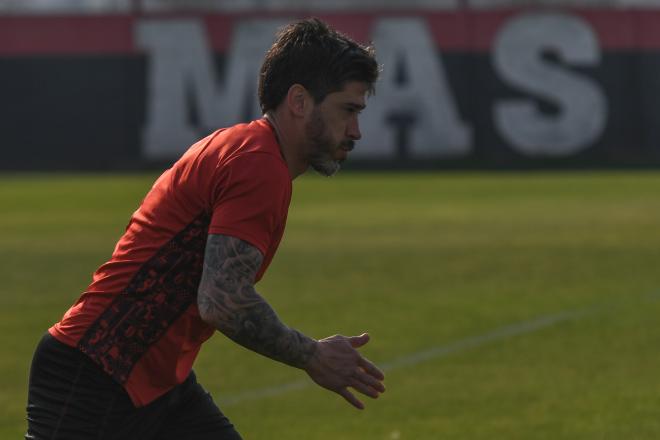 Pablo Pérez, en un entrenamiento (Foto: Newell's).