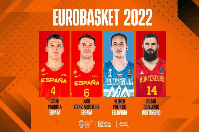 Cuatro jugadores taronja comienzan este jueves el Eurobasket 2022