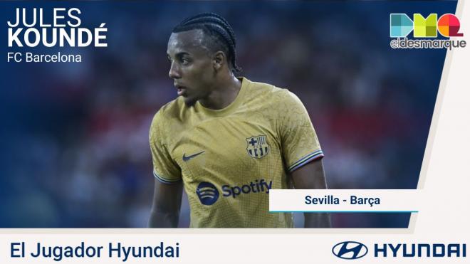 Koundé, Jugador Hyundai del Sevilla-Barcelona.