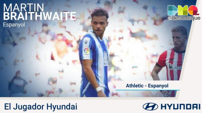 Martin Braithwaite, Jugador Hyundai del Athletic-Espanyol.