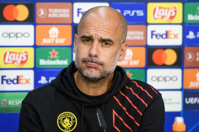 Guardiola, en la rueda de prensa previa al Sevilla-Manchester City (Foto: EFE).