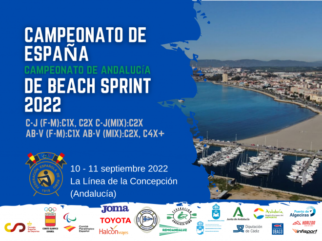 Cartel del primer campeonato de Andalucía y España de remo beach sprint