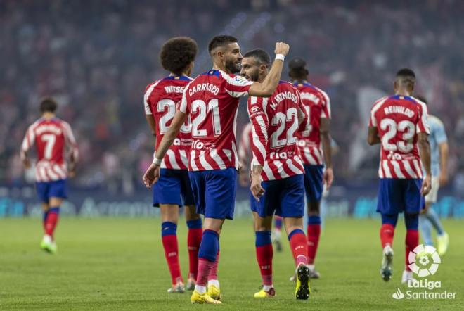 Carrasco celebra el tercer gol del Atlético de Madrid (Foto: LaLiga).