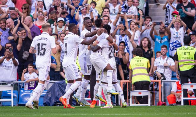 Los jugadores del Real Madrid celebran uno de los goles ante el Mallorca (FOTO: Cordón Press).