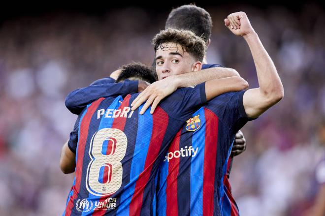 Gavi celebra un gol con Pedri en el Barça (Foto: Cordon Press).
