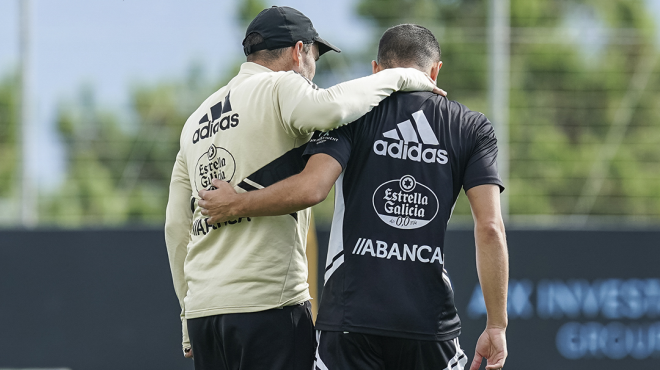 Coudet con Óscar Rodríguez (Foto: RC Celta).