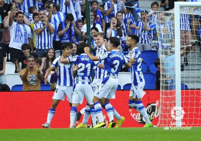 Celebración del gol de Sorloth ante el Espanyol. (Foto: LaLiga)