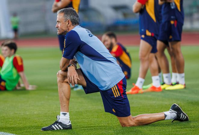 Luis Enrique, en el entrenamiento de España (Foto: SeFutbol).