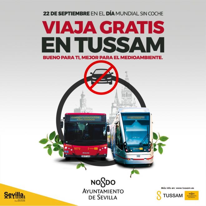 El 22 de septiembre viaja gratis en TUSSAM y celebra el Día Mundial sin coche