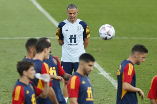 Luis Enrique, en un entrenamiento de la selección (Foto: EFE).